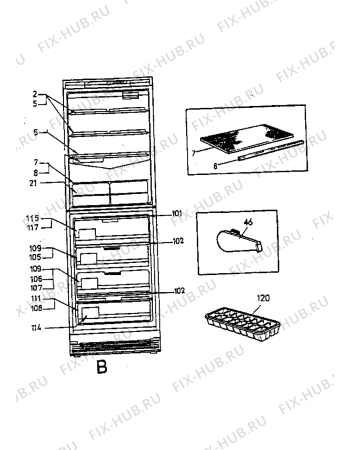 Взрыв-схема холодильника Electrolux ER3312B - Схема узла Internal parts